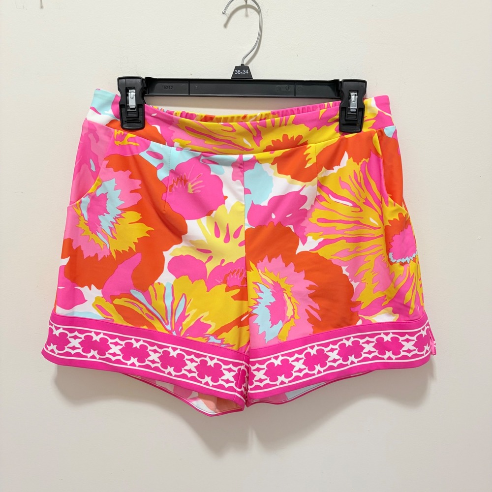 Jude Connally Womens Floral Shorts Pink Orange Yellow Size S Made in USA - Picture 3 of 10